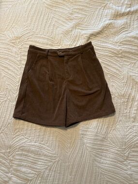 Women's Brown Corduroy Tailored Bermuda Shorts